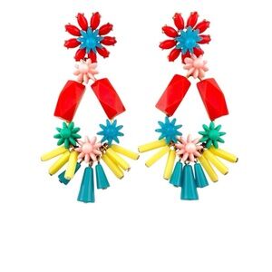 ISO J. Crew Red, Blue, and Yellow Floral Earrings